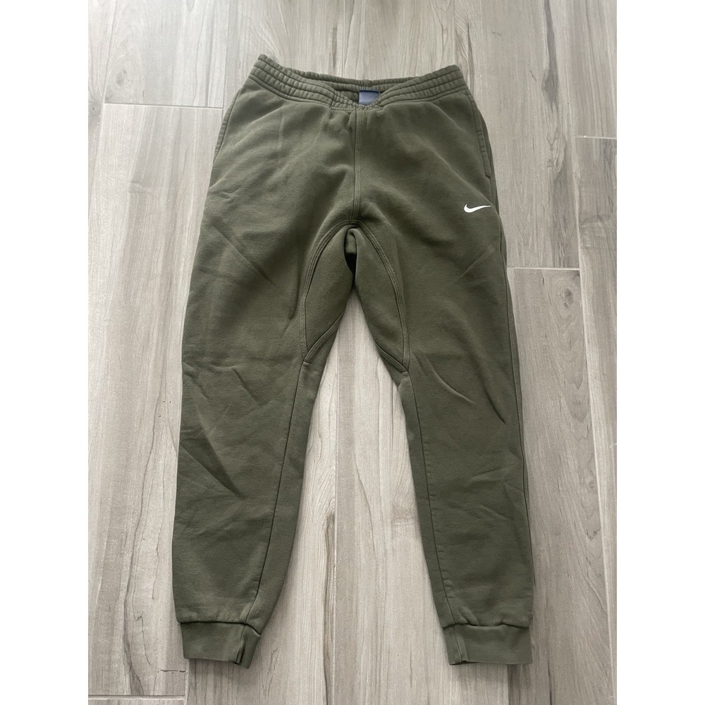 Nike Sportswear Club Fleece Sweatpants Mens M Olive Green Tapered Joggers Logo
